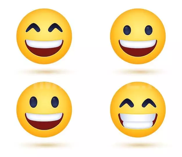 Grinning Beaming Emoji Face With Smiling Eyes Or Happy Smile Emoticons Showing Teeth
