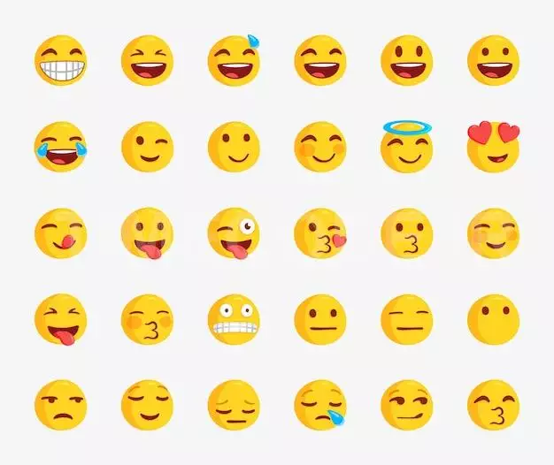 Set Of Popular Emoji Face For Social Media Reactions Emojis Emoticon
