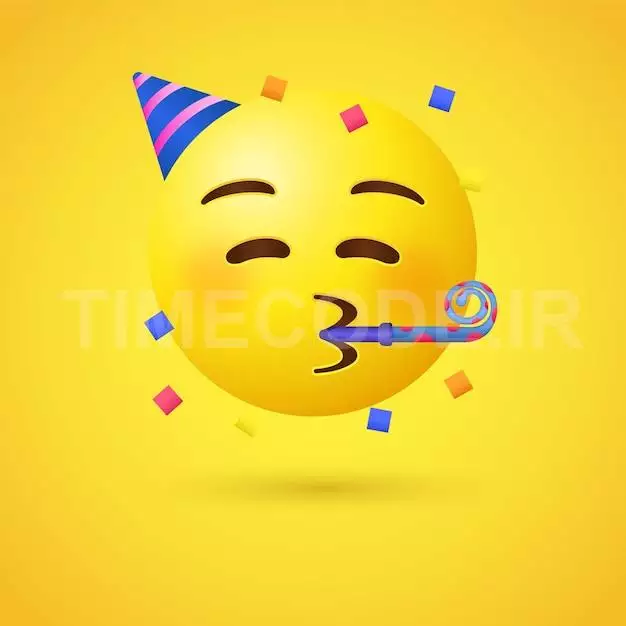 Party Emoji Face Or Emoticon With With Party Horn And Hat
