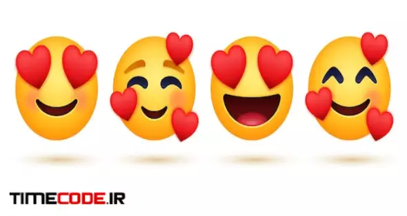Loving Emoji With Hearts Or Happy Smiling Emoticons Face With Heart Eyes