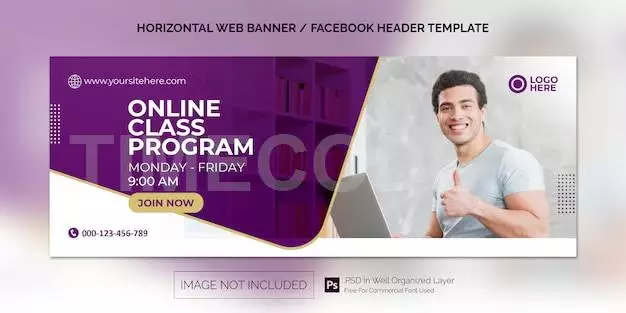 Simple Horizontal Web Banner Template For Online Class Program Promotion