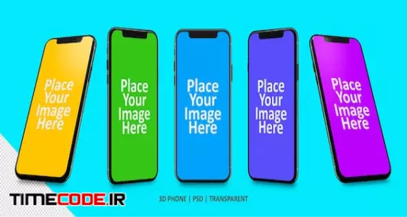 Handphone X Mockup With 5 Angle Transparent No Background