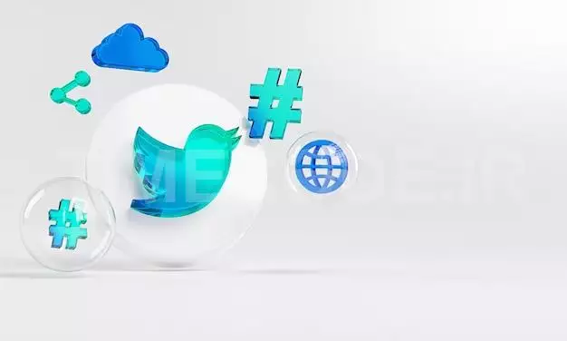 Twitter Acrylic Glass Logo And Social Media Icons Copy Space 3d