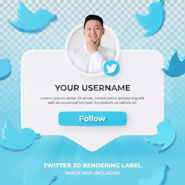 Banner Icon Profile On Twitter 3d Rendering Label Isolated