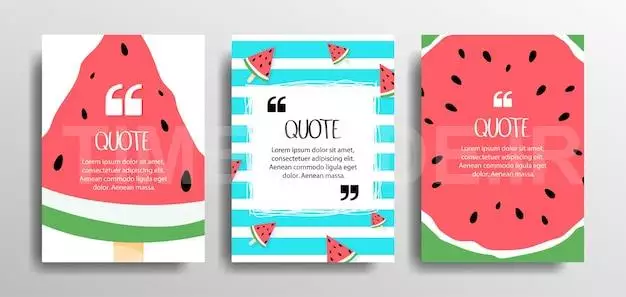 Quote Frames Set Of Blank Templates With Summer Themes On A Watermelon Background Text In Brackets Quote From Empty Speech Bubbles Quotes Summer Layout Design Greeting Card Cover Banner