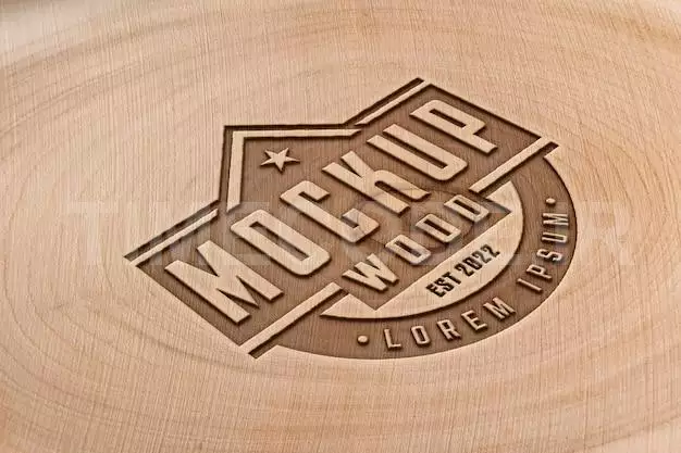 Mock-up Logo With Engraved Effect On Wood