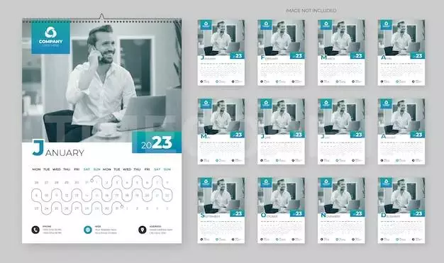 Modern Wall Calendar Design For New Year 2023 In Business Style