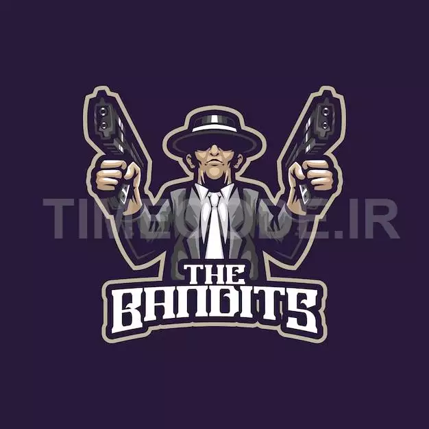 Bandits Mascot Logo Design With Modern Illustration Concept Style For Badge Emblem And Tshirt Printing Bandits Illustration With Guns In Hand