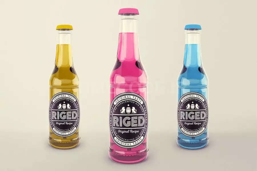 Realistic Transparent Beer Bottle Mock-Up