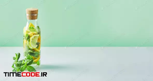 Fresh Cool Lemon-mint Water, Cocktail, Detox Drink.