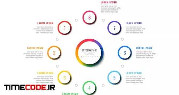 Eight Steps Design Layout Infographic Template With Round Elements