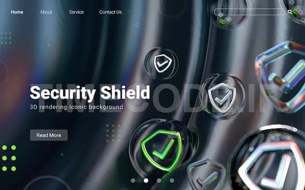 Security Shield Check Icon Inside Bubble Geometric Shapes On Abstract Dark Background 3d Render