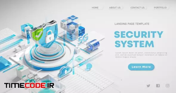 Landing Page Template Design Website Security System Shield Lock Verified Icon 3d Render
