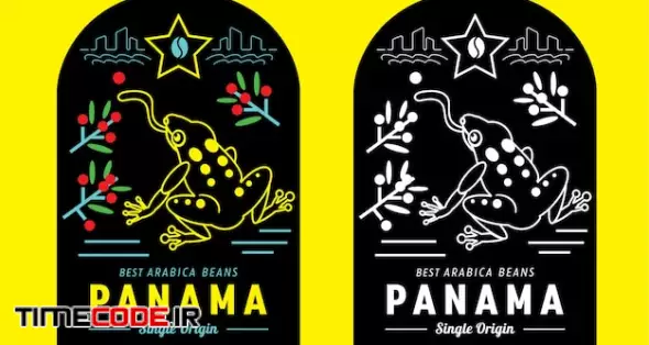 Panama Coffee Label With Frog