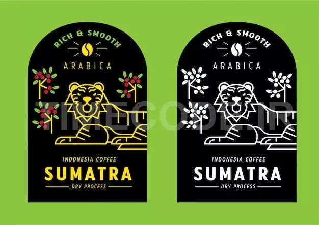 Sumatra Arabica Coffee Bean Label Design With Tiger