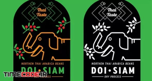 Thai Taste Mountain Coffee Label Design