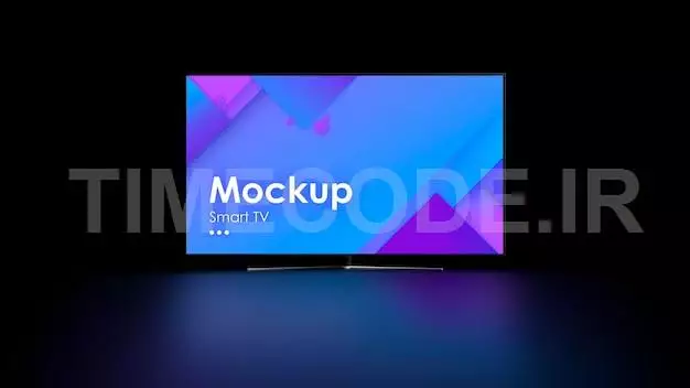 Tv Mockup On Black With Reflection On The Floor