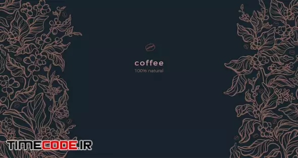 Coffee Border Aroma Plantation Raw Bean Arabica Tropical Drink Art Graphic Illustration