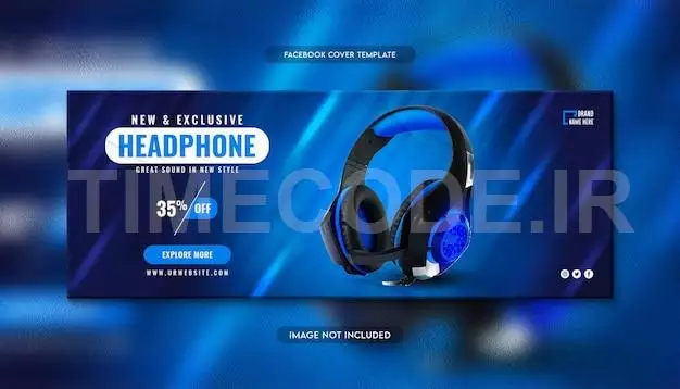Headphone Brand Product Sale Facebook Cover And Web Banner Template