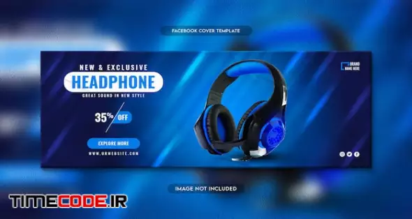 Headphone Brand Product Sale Facebook Cover And Web Banner Template