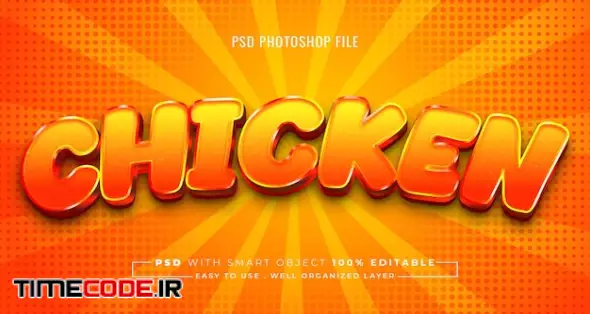 Chicken 3d Editable Text Effect, Psd File, Design Template