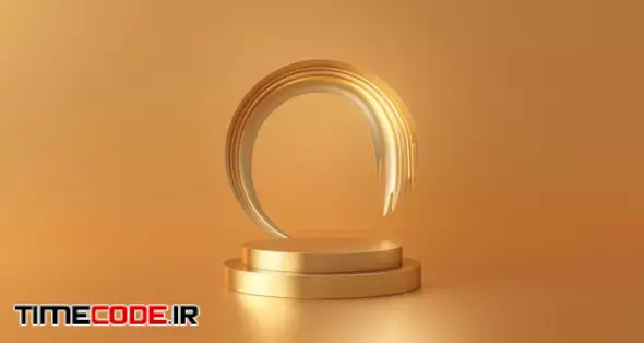 Abstract Gold Podium Empty Pedestal Background Stage Of 3d Studio Presentation Mockup Scene Or Luxury Golden Product Platform Template Display And Minimal Shiny Show Stand On Premium Banner Backdrop