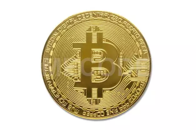 Bitcoin Blockchain. Bitcoin Crypto Currency Is The Best Digital Money For Financial Business, Global World Trade, Online Market And Investment. Gold Bitcoin Isolate On White With Clip Path For Di Cut.