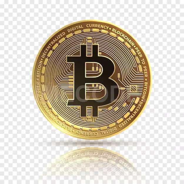 Bitcoin. Golden Cryptocurrency Coin. Electronics Finance Money Symbol.