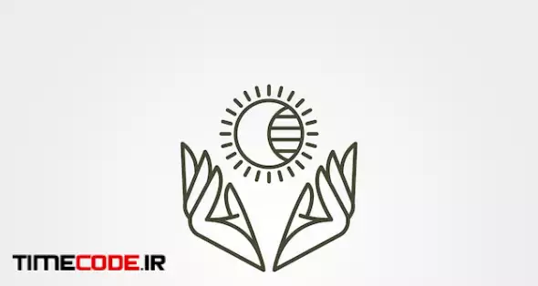 Hand And Sun Beautiful Bohermian Logo Vector Line Art Symbol Illustration Design Beauty Product Minimal Logo Design
