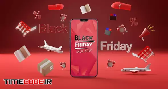Front View Offers For Black Friday Red Background