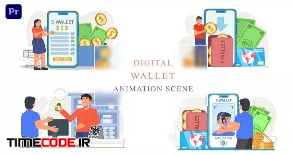 Digital Online Wallet Animated Scene
