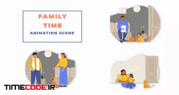 Happy Family Time Memories Animation Scene