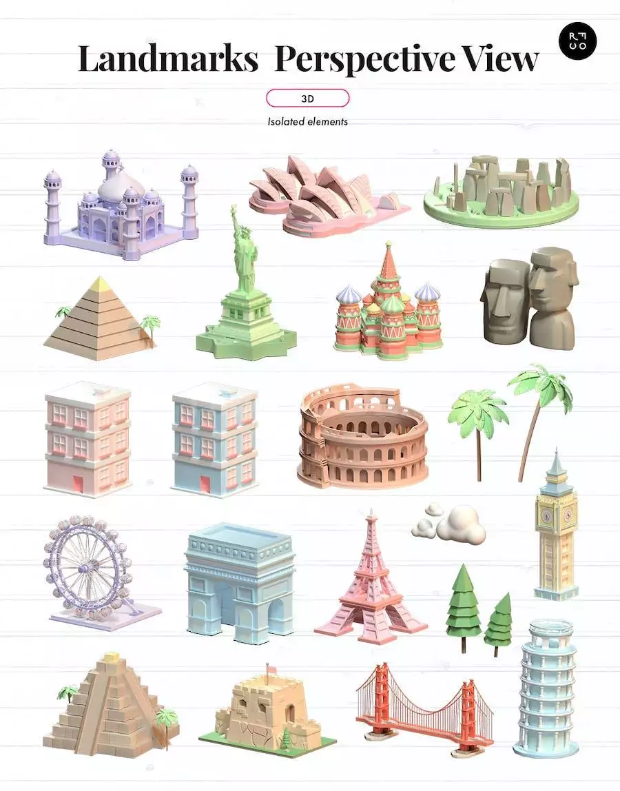 Famous Landmarks 3D Illustration Pack