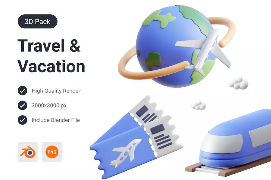 Travel & Vacation 3D Illustration