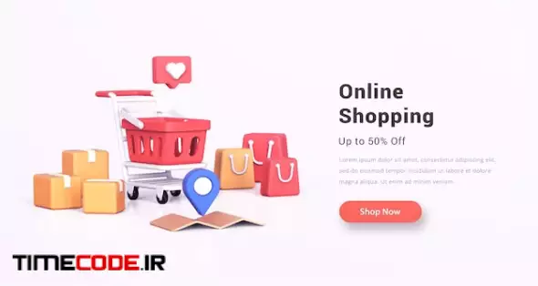 Online Shopping With Realistic 3d Shopping Cart Shopping Bag Map And Like Icon