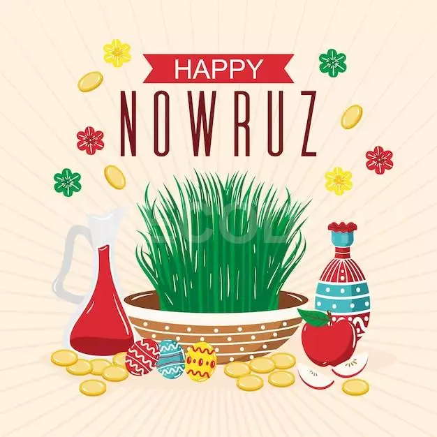 Hand-drawn Happy Nowruz Illustration With Sprouts