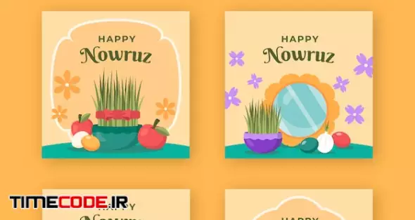 Flat Happy Nowruz Instagram Posts Collection