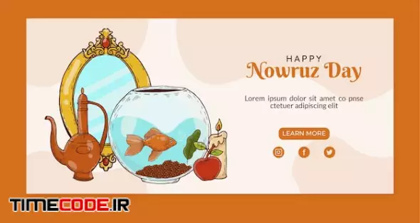 Hand Drawn Nowruz Horizontal Banner Template