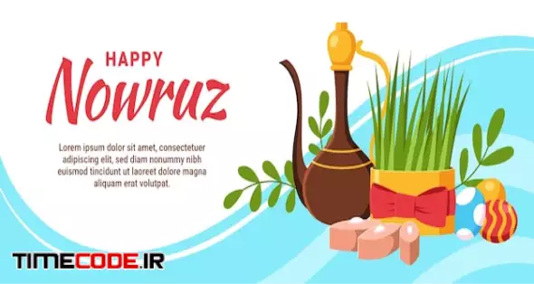 Flat Happy Nowruz Horizontal Banner