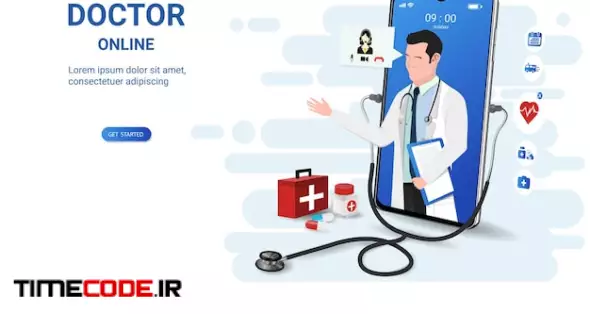 Doctor Online On Smartphone App With Male Doctor Online Medical Clinic Online Medical Consultation Tele Medicine Online Healthcare And Medical Consultation Social Distancing 3d Vector