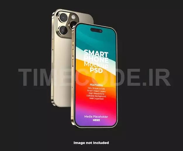 Realistic Iphone 14 Pro Max 3d Smartphone Screen Mockup Template With Editable Background Psd