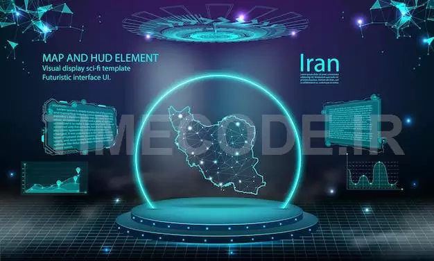 Iran Map Light Connecting Effect Background Abstract Digital Technology Ui Gui Futuristic Hud Virtual Interface With Iran Map Stage Futuristic Podium In Fog