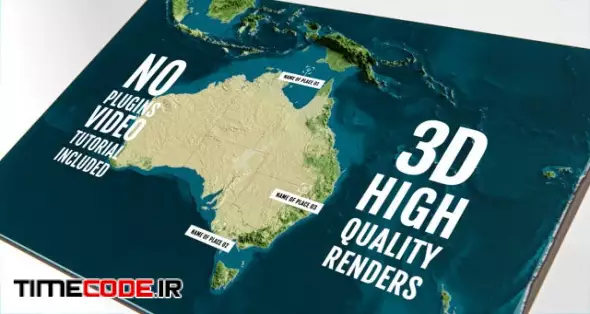 3D Physical Map - Australia And Oceania