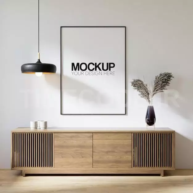 Interior Poster Frame Mockup With Modern Furniture Decoration