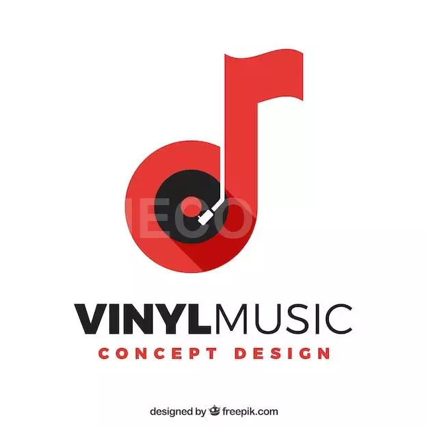 Music Logo With Note And Vinyl