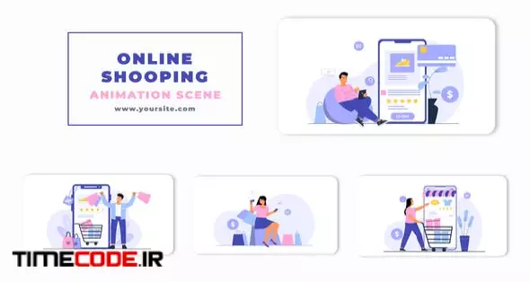 Online Shopping Flat Character Animation Scene