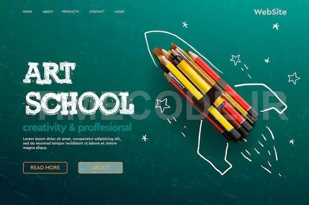 Art School Web Banner Landing Page Template Vector Image