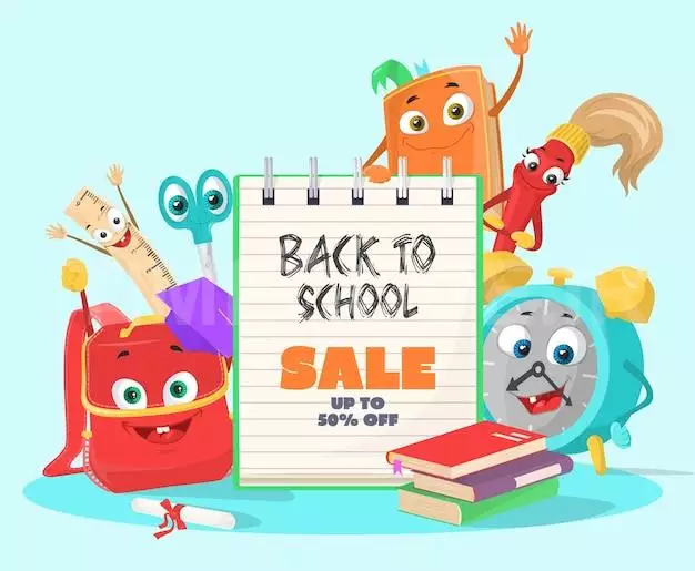 Back To School Sale Promotion Vector Illustration