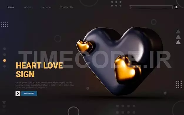 Black Heart Icon With Golden Small Hart On Dark Background 3d Render Concept For Love Relationship
