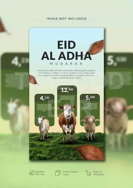 Eid Adha Flyer That Show Animals In The Front Row